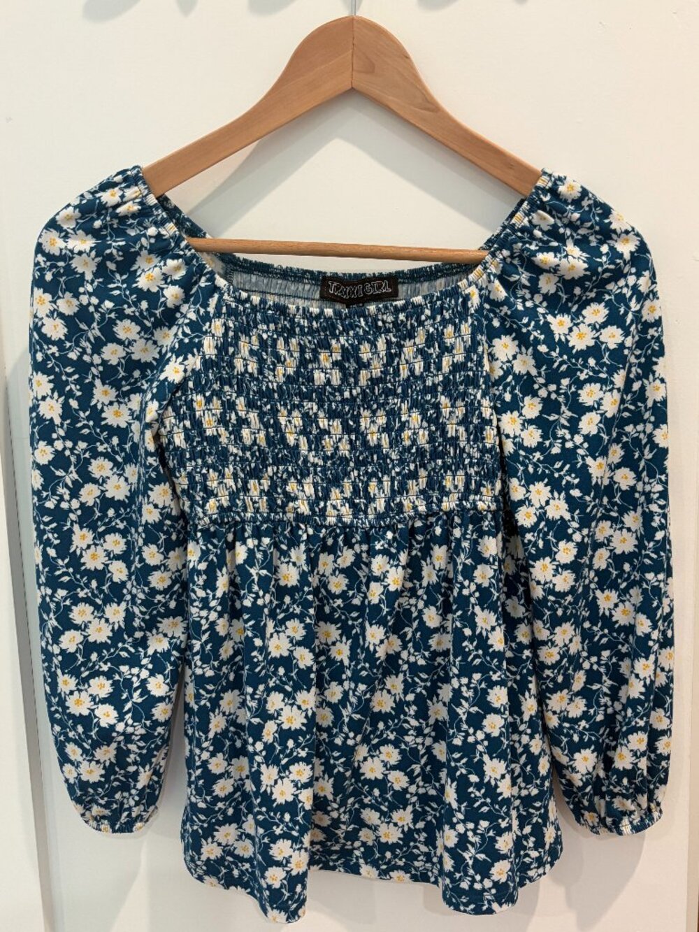 Girl's Floral Luxury Fabric - LONG-SLEEVE BABYDOLL TOP